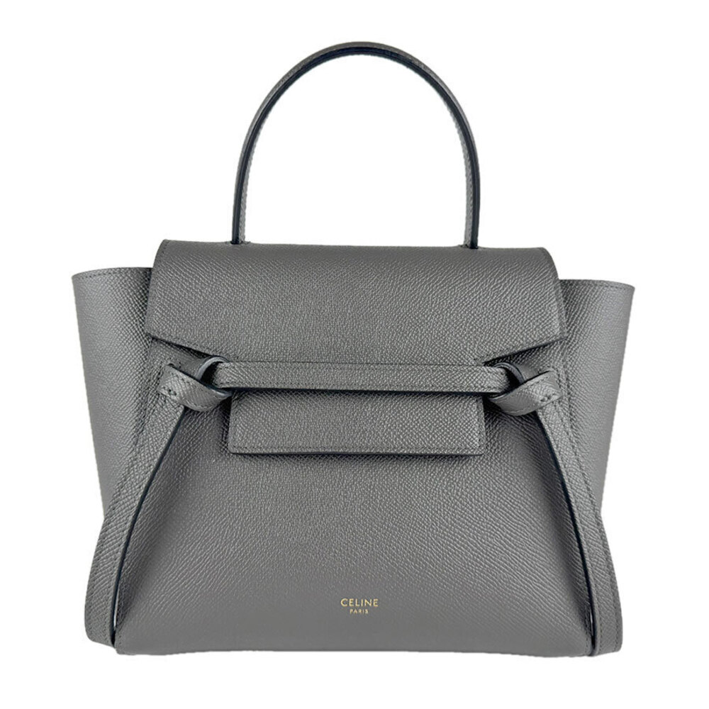 Celine 2way Shoulder Bag belt leather gray gold